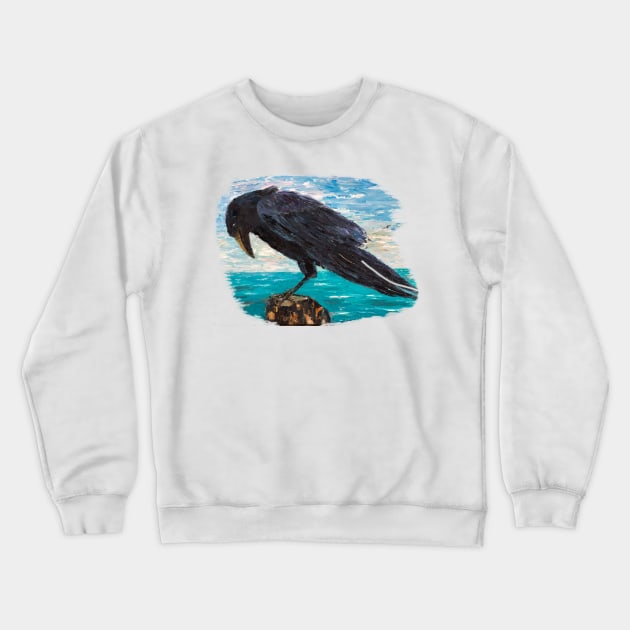 Raven by the sea Crewneck Sweatshirt by rand0mity